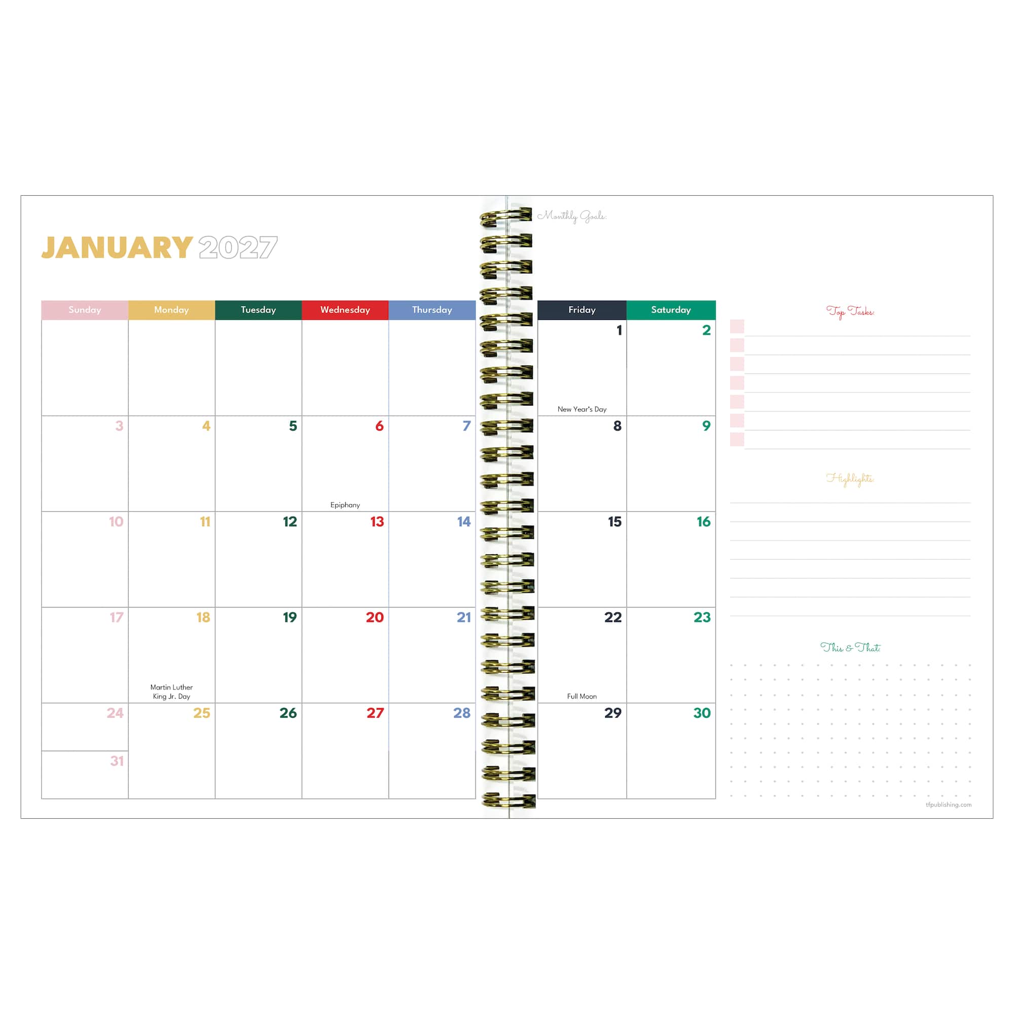 TF Publishing Yellow Medium 2026-27 Linen Weekly Monthly Planner